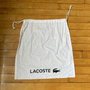 Lacoste White Cotton Drawstring Dust Bag Logo Shoe Storage Accessory 16x20.5